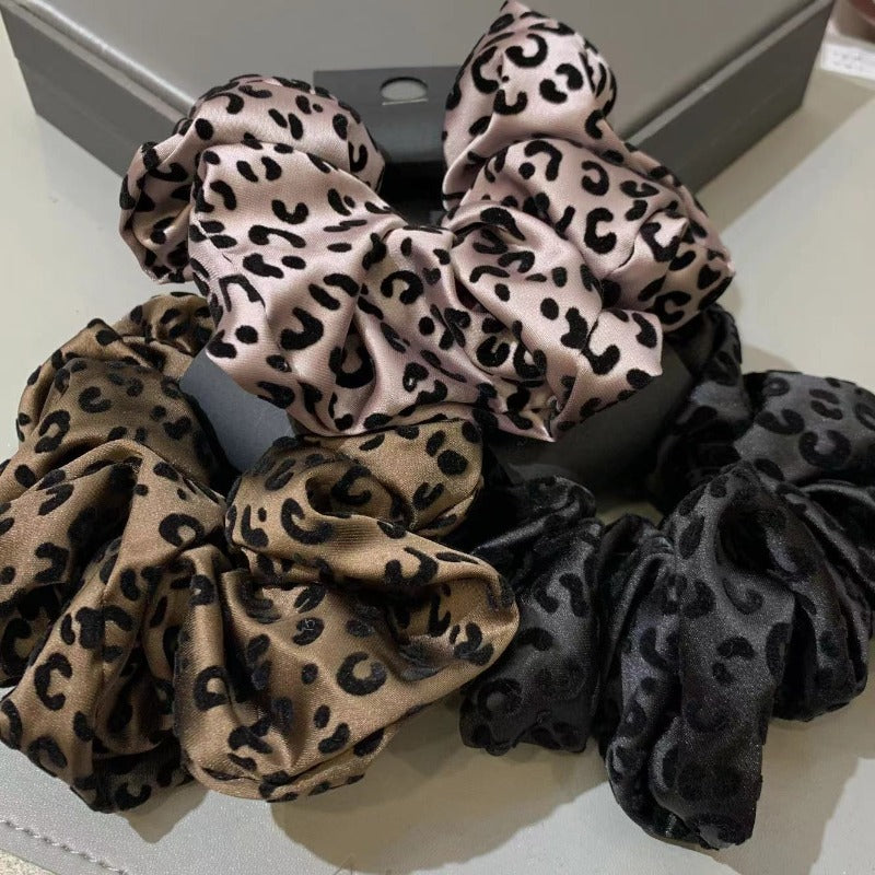 Wholesale Fashion Satin Flocked Leopard Hair Tie ACC-HS-Fanz003