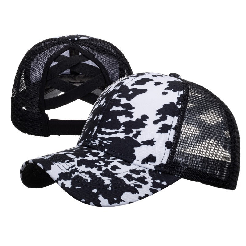 Wholesale Western Style Aztec Cow Print Leopard Mesh Cap Ponytail Cap Baseball Cap Hat ACC-HT-RongZhao005