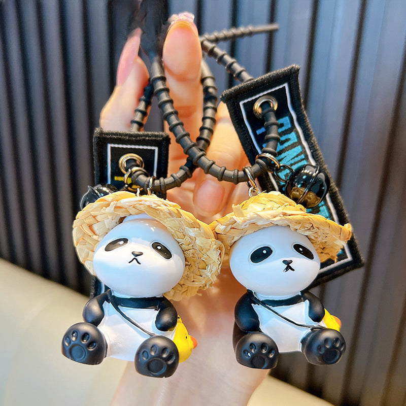 Wholesale Creative Straw Hat Panda Series Keychains ACC-KC-WoAn017