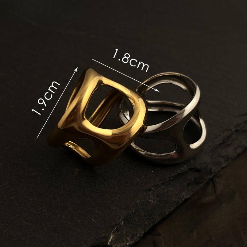 Wholesale Stainless Steel Ring 18K Gold Plated Hollow Open Ring ACC-RS-WanCh007