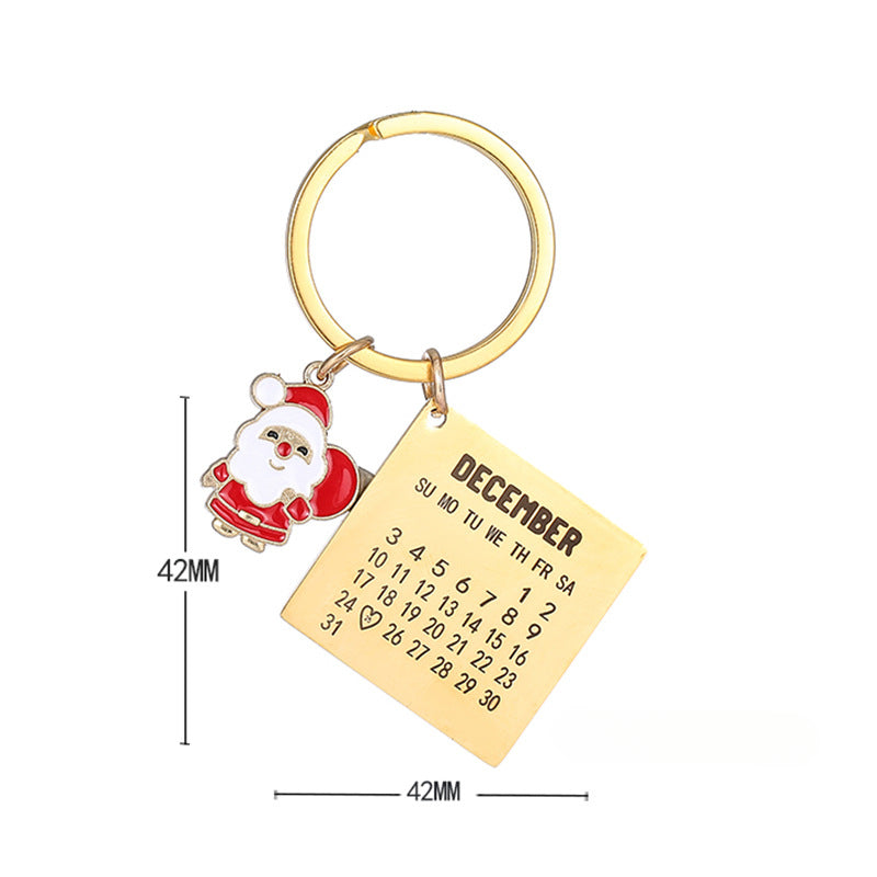Wholesale Santa Claus Christmas Gift Box December Calendar Keychains ACC-KC-JinZhu011