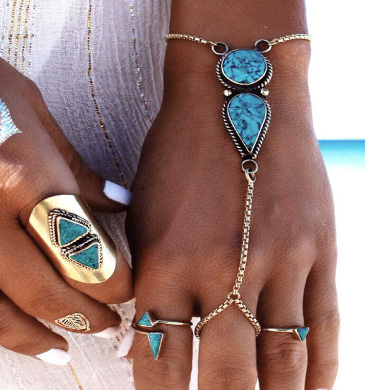 Wholesale Boho Turquoise Beaded Wrap Bracelet for Women,  Alloy Jewelry Accessory,  Gift for Beach Vacation Boutique Resale