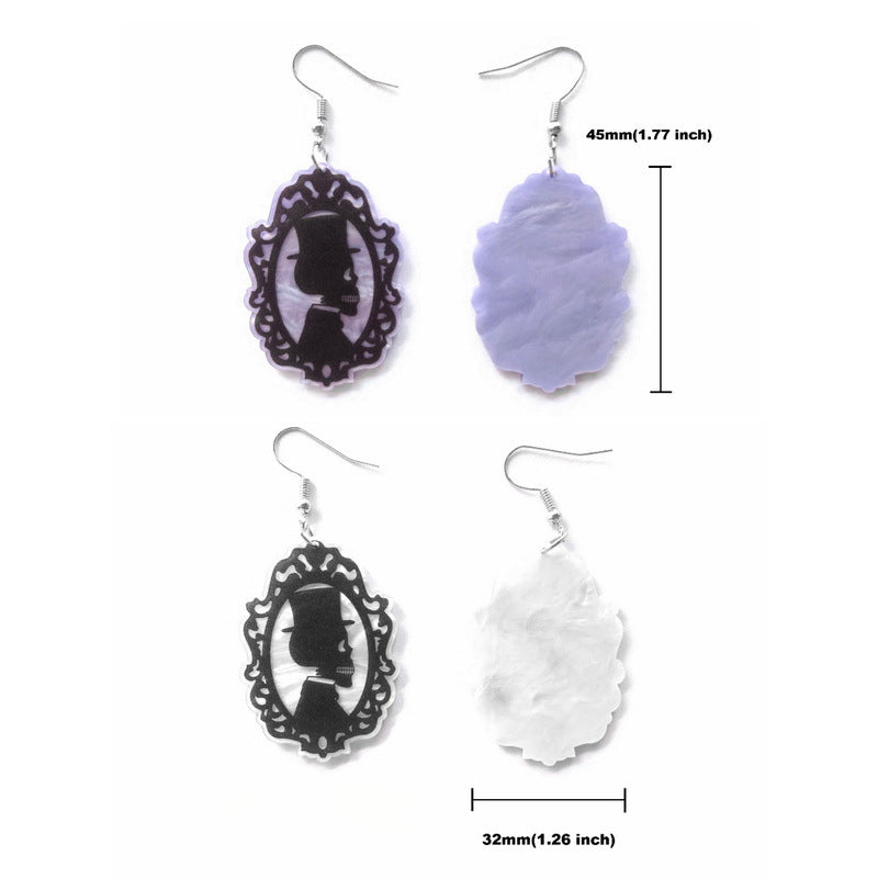 Wholesale Black Gothic Halloween Earrings Zombie Skull Acrylic Earrings ACC-ES-XP022