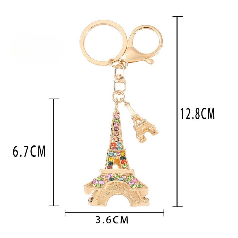 Wholesale Rhinestone Paris Eiffel Tower Alloy Keychain ACC-KC-YuanFei013