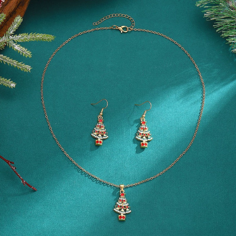 Wholesale Christmas Tree Elk Socks Earrings Necklace Set ACC-NE-MY019