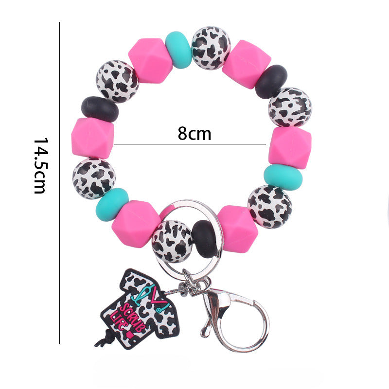 Wholesale Cartoon Nurse Uniform Silicone Beaded Wrist Keychain ACC-KC-GuangTian059