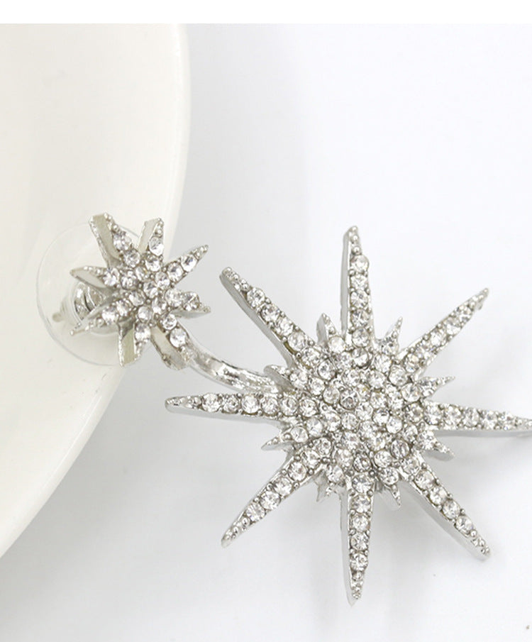 Wholesale Diamond Back Hanging Snowflake Earrings Six-pointed Star Accessories Earrings Set ACC-ES-CMi020