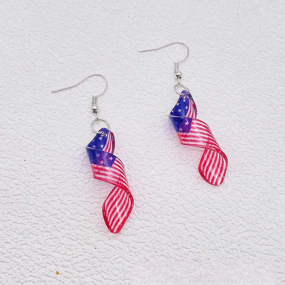 Wholesale Independence Day Earrings Set Pentagram American Flag Acrylic Necklace Earrings ACC-ES-SuSheng001