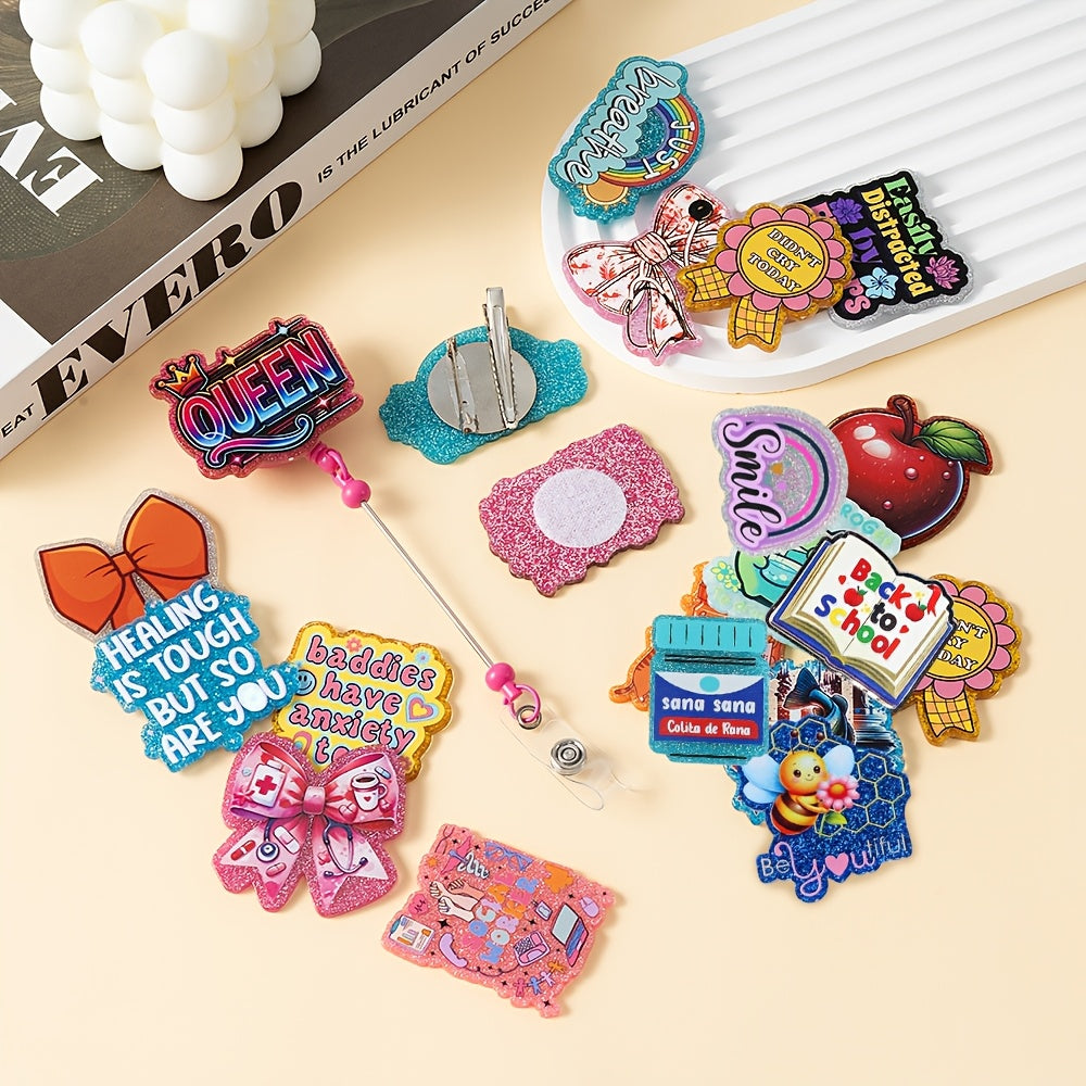 20pcs/40pcs Random Mix No Hole Glitter Resin Acrylic Flat Back Charm for DIY for Badge Reels