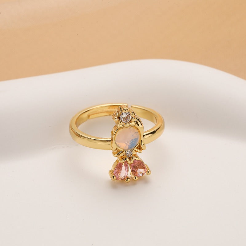 Wholesale Real Gold Zircon Princess Rings ACC-RS-AoGu004