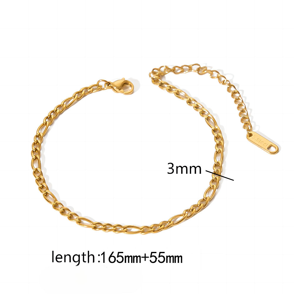 Wholesale 18K Gold Plated Stainless Steel Snake Bone Chain Cross Chain Bracelets ACC-BT-LiQuan002