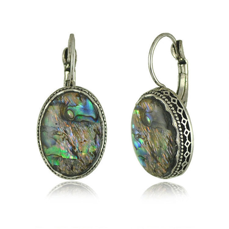Wholesale Electroplated Mixed Material Drop Earrings Retro Water Droplet Style Fashion Accessory for Women