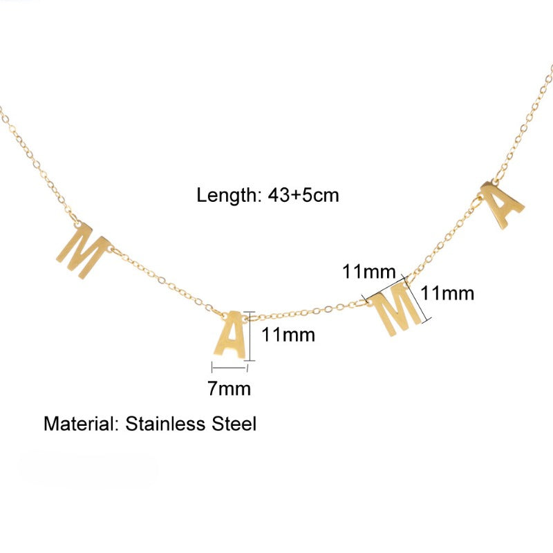 Wholesale Titanium Steel Jewelry Letter Pendant LOVE Mother's Day Necklace ACC-NE-FeiLing006