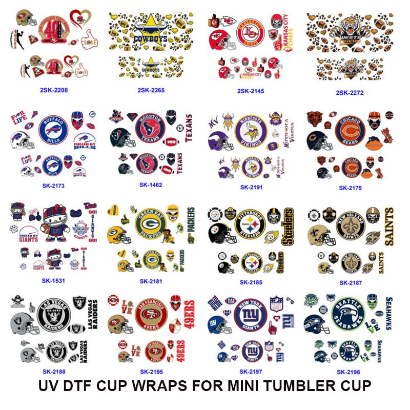 Wholesale Mix 16pcs Cartoon UV DTF Cup Wraps for Mini Tumbler Cup Keychains Accessories DIY Gift Cup Sticker Gift ACC-UDW-OSM020
