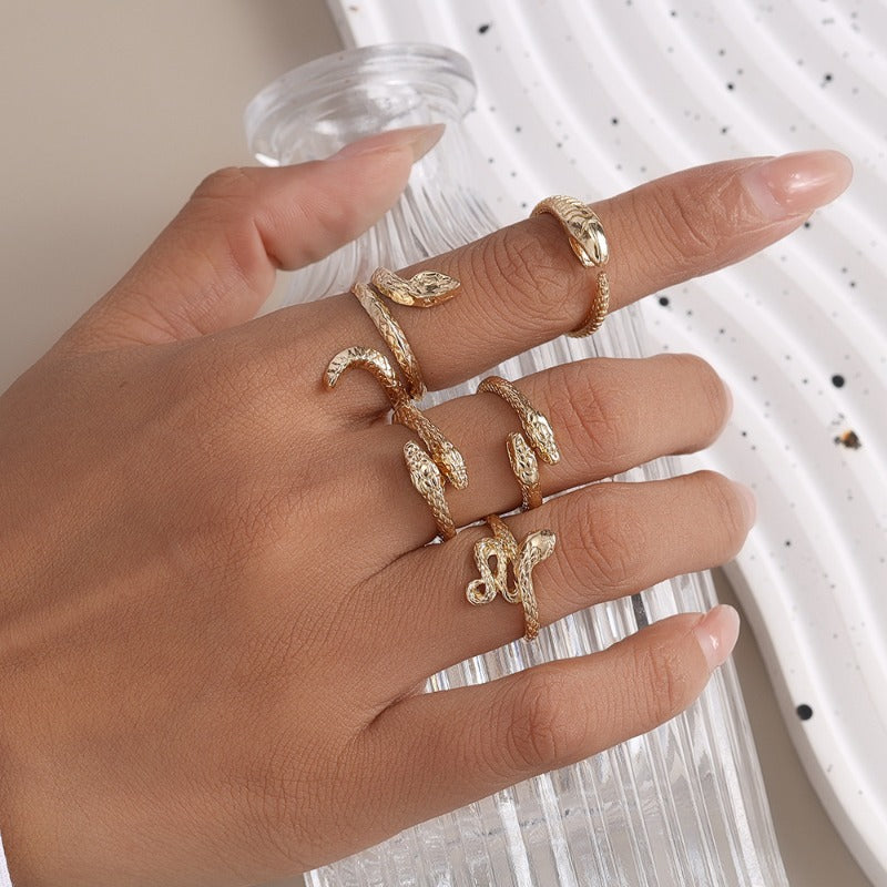 Wholesale 5pcs/set Fashion Zodiac Animal Snake Rings ACC-RS-YueSen003
