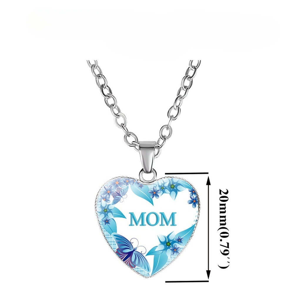 Wholesale Mother's Day Gift Mom Heart Shaped Pendant Necklace Heart Necklace  ACC-NE-NingHe001