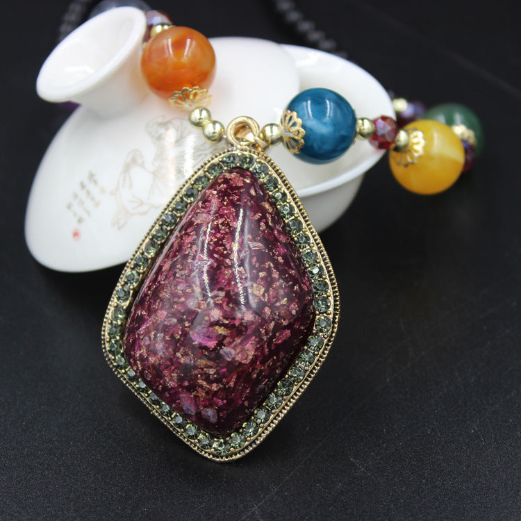 Wholesale Retro  Bohemian style glass long necklace