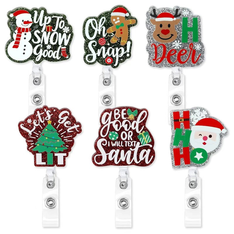 Wholesale Christmas Snowman Badge Scroll Keychain ACC-KC-LingYu010