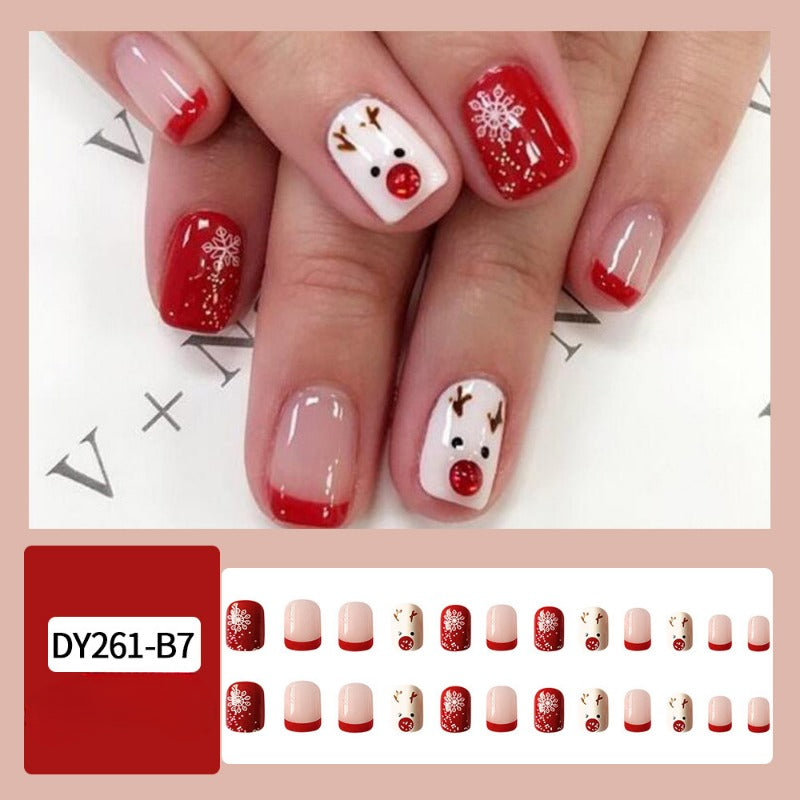 Wholesale 24 Pieces/box Christmas Snowflake Deer Nails Kits Nail Stickers ACC-NS-QXJ010