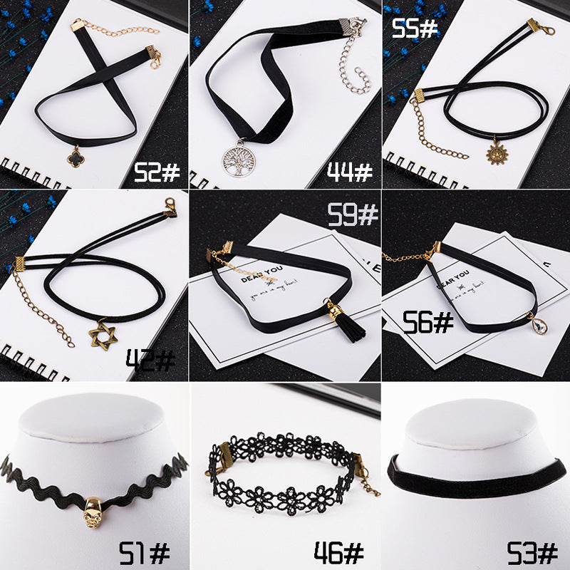 Wholesale vintage velvet lace neckband short clavicle chain necklaces