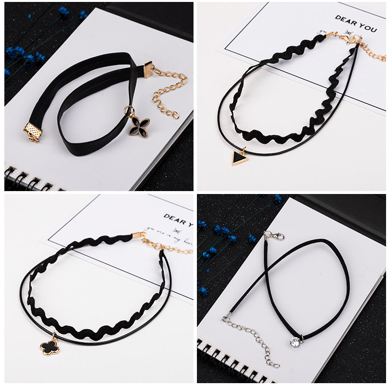 Wholesale  velvet lace neckband collar women's short clavicle chain necklaces