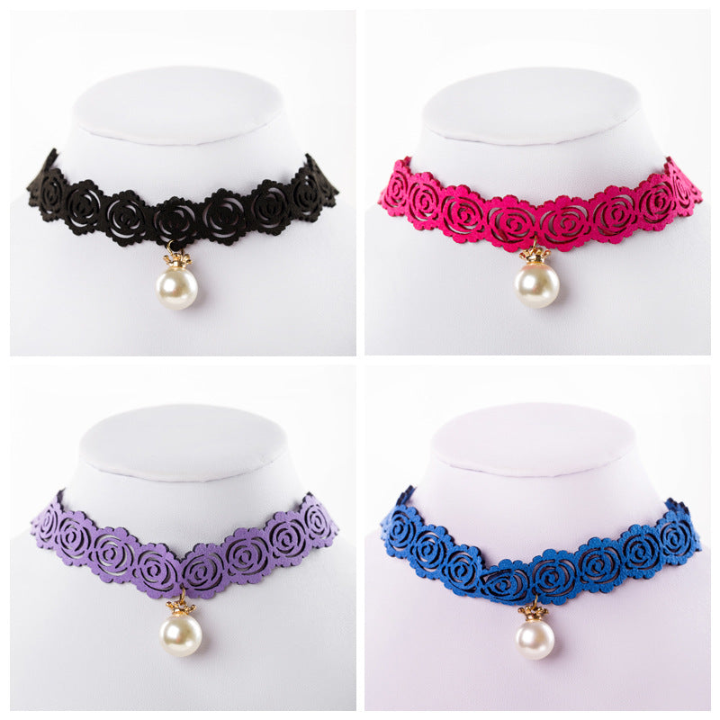 Wholesale vintage velvet lace neckband short clavicle chain necklaces
