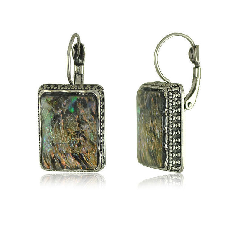 Wholesale Electroplated Mixed Material Drop Earrings Retro Water Droplet Style Fashion Accessory for Women