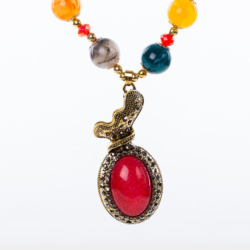 Wholesale Retro  Bohemian style glass long necklace