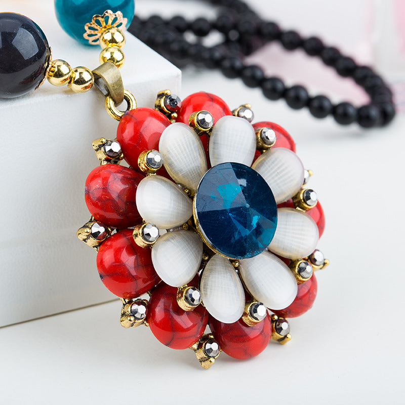 Wholesale Retro  Bohemian style glass long necklace