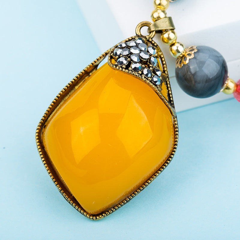 Wholesale Retro  Bohemian style glass long necklace