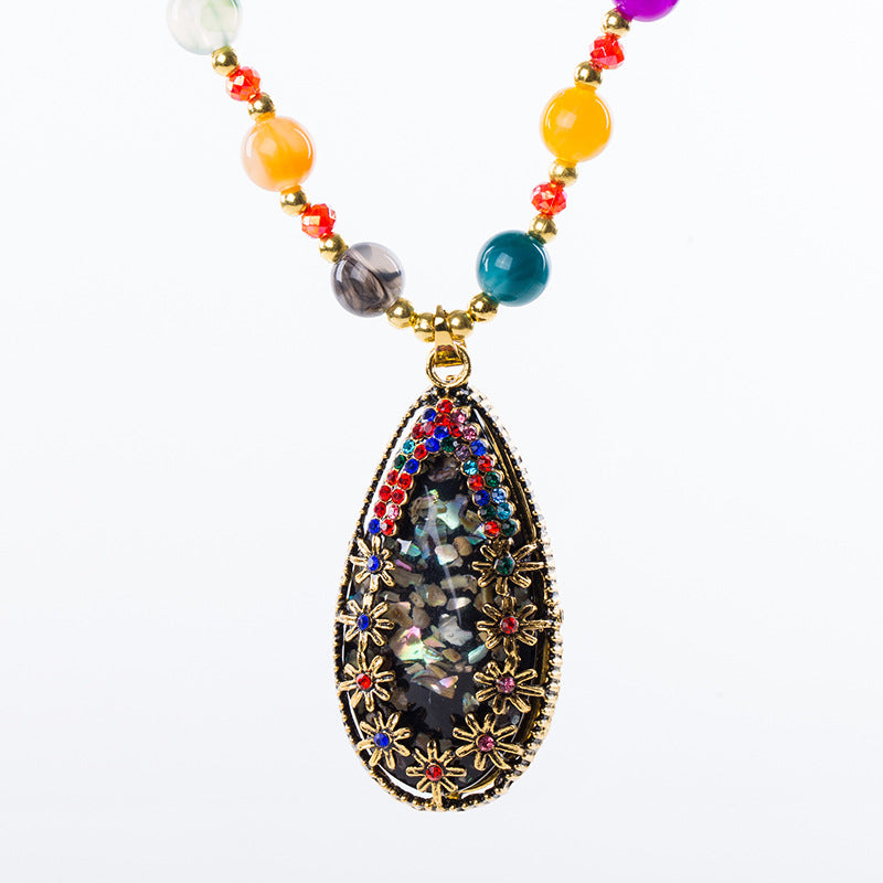 Wholesale Retro  Bohemian style glass long necklace