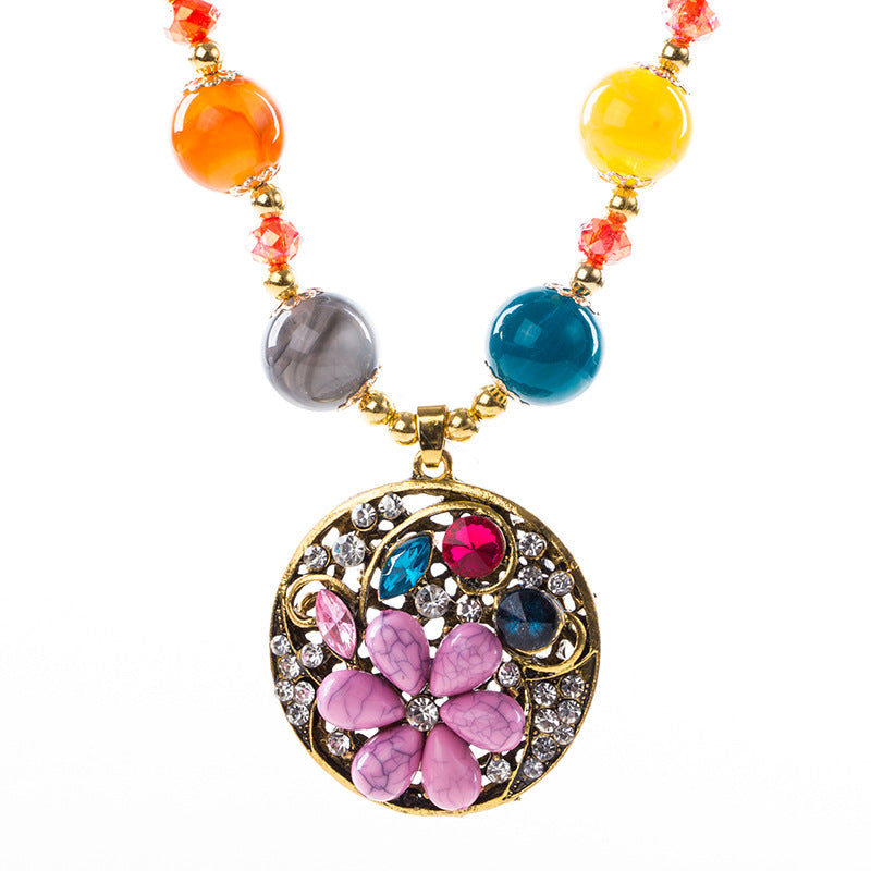 Wholesale Retro  Bohemian style glass long necklace