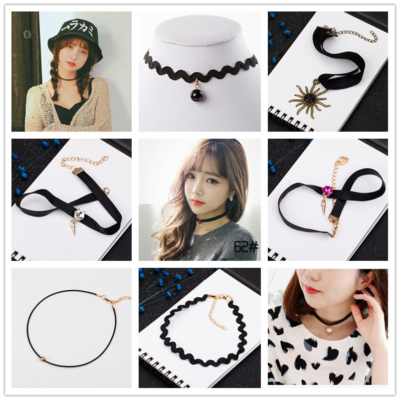 Wholesale  velvet lace neckband collar women's short clavicle chain necklaces