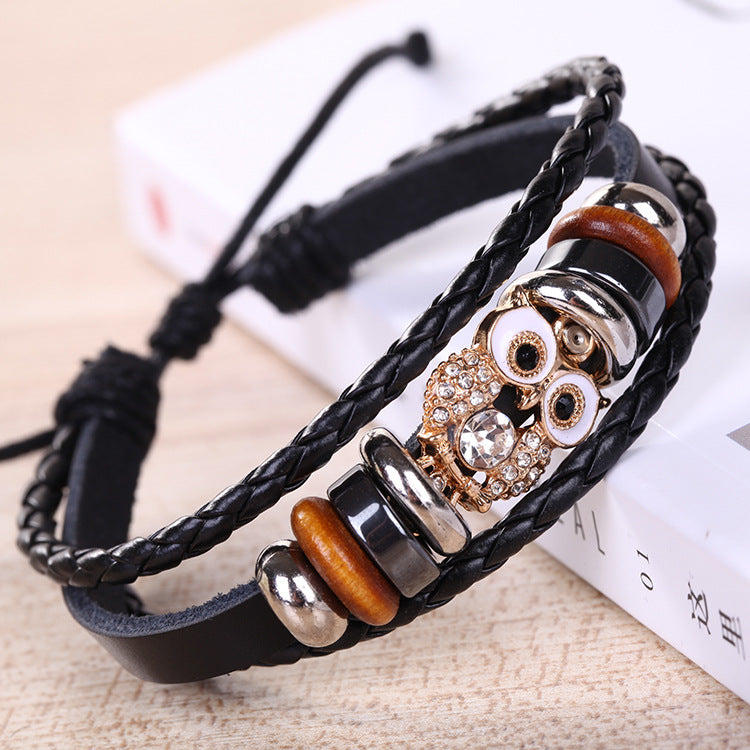 Wholesale Cowhide Exaggerated Owl Bracelet ACC-BT-Luany002