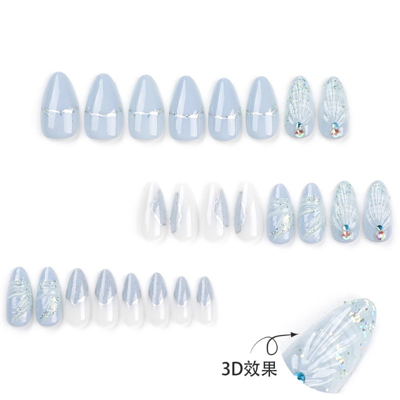 Wholesale 24 Pieces/box Water Drop Shell Nails Kits Nail Stickers ACC-NS-LeFan180