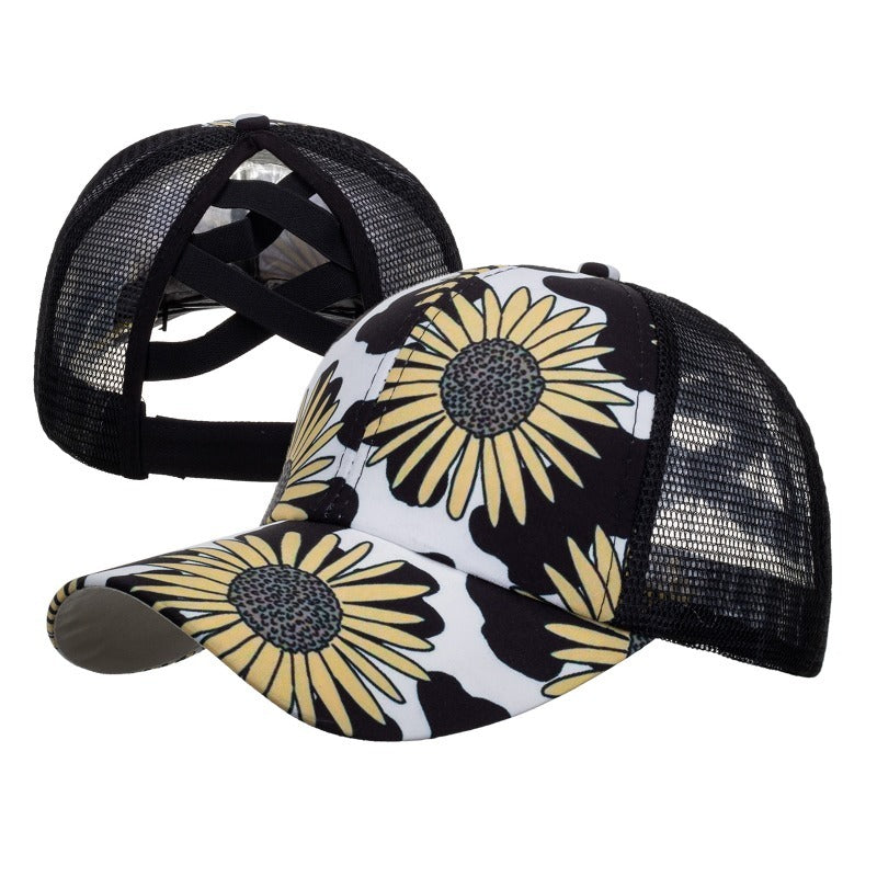 Wholesale Western Style Aztec Cow Print Leopard Mesh Cap Ponytail Cap Baseball Cap Hat ACC-HT-RongZhao005