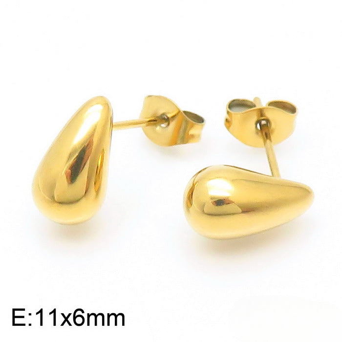 Wholesale Water Drop Hollow Set Glossy Stainless Steel Earrings Necklace ACC-ES-RuiMasi002