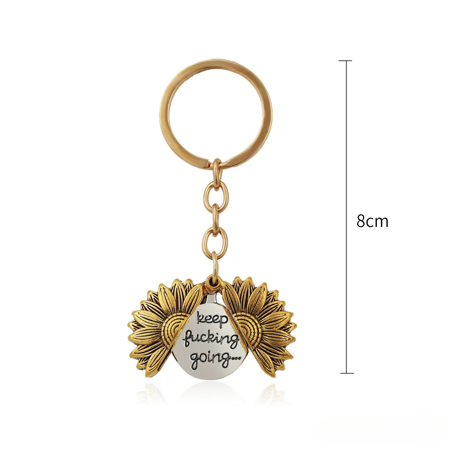 Wholesale Alloy Sunflower Openable Double-sided Engraving Keychain Pendant ACC-KC-ManYi001