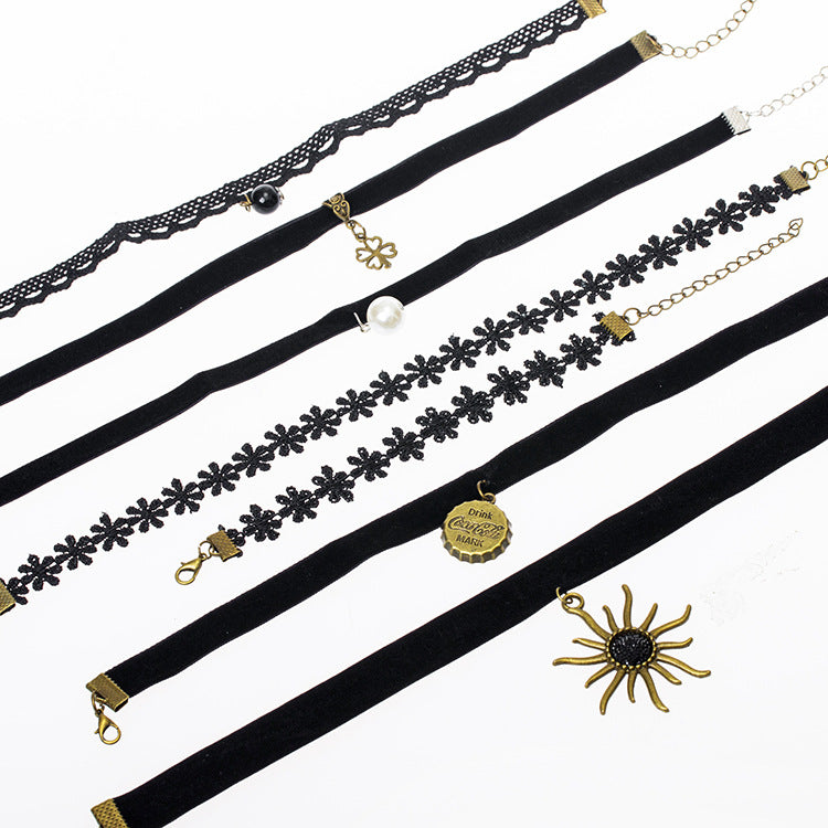 Wholesale vintage velvet lace neckband short clavicle chain necklaces