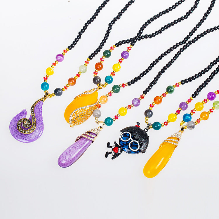 Wholesale Retro  Bohemian style glass long necklace