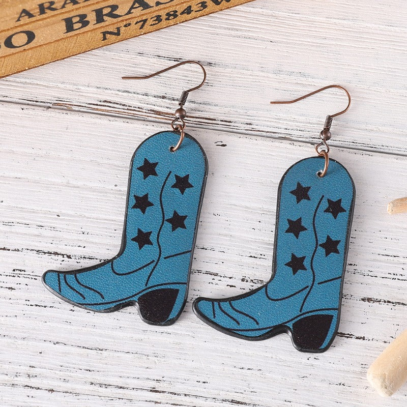 Wholesale Ethnic Style Western Cowboy Star Milk Pendant Earrings ACC-ES-ChuLian109