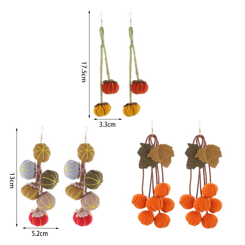 Wholesale Thanksgiving Day Long Pumpkin Tassel Earrings  ACC-ES-CT040