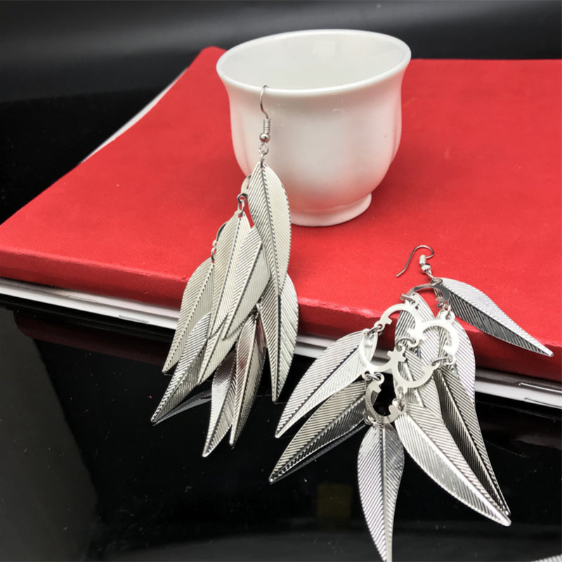 Wholesale Vintage Metal Leaf Long Earrings ACC-ES-FX019