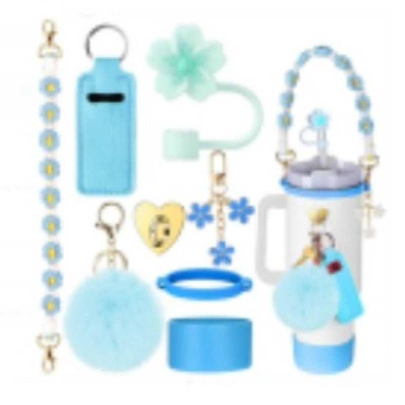 Wholesale 8-piece Cup Set Keychain Lipstick Set Straw Cap Portable Cup Chain Set ACC-CA-FenRui001