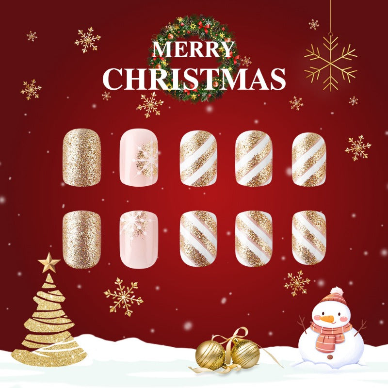 Wholesale 24 Pieces/box Christmas Golden Snowflake Nails Kits Nail Stickers ACC-NS-MiKe016