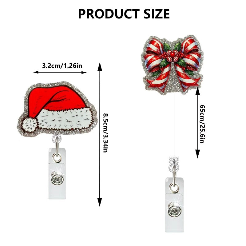 Wholesale Christmas Tree Holiday Glitter Badge Clip Retractable Fun Keychain ACC-KC-LingYu017