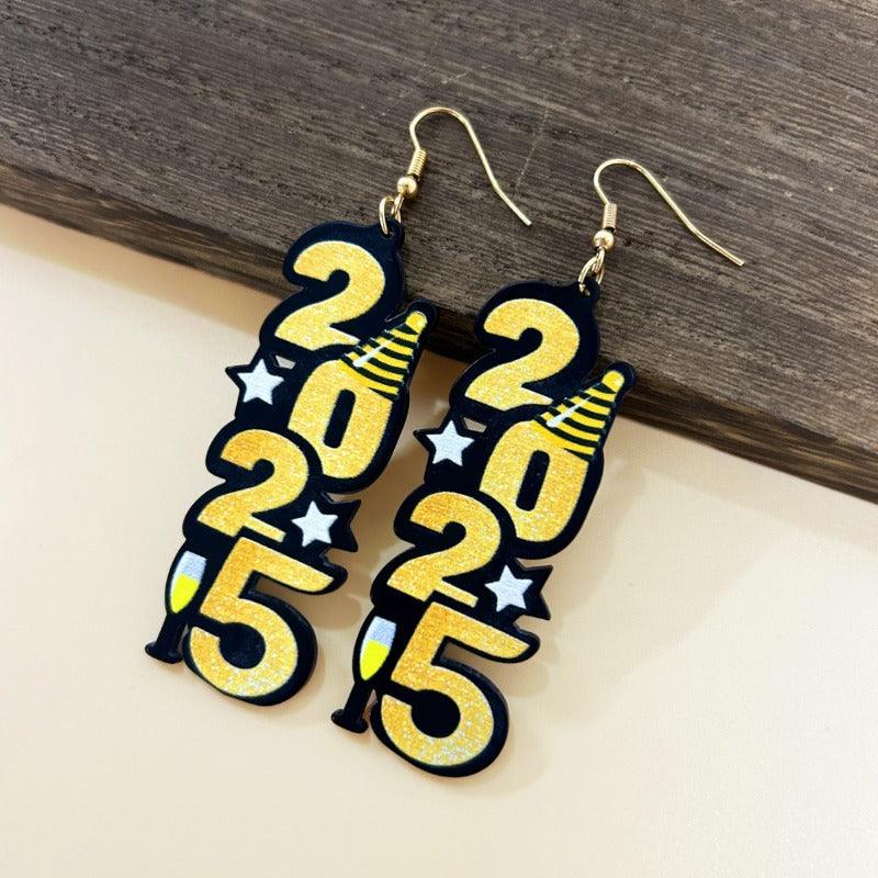 Wholesale Acrylic Cartoon Cute Clock Star Hat Earrings ACC-ES-XiangX004