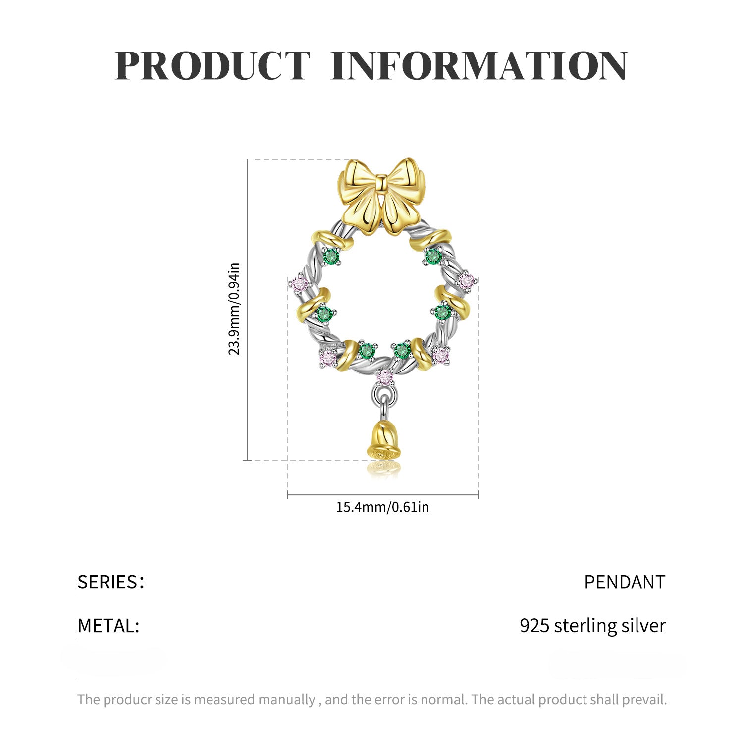 Wholesale S925 Silver Bell Garland Christmas Necklaces ACC-NE-MC013