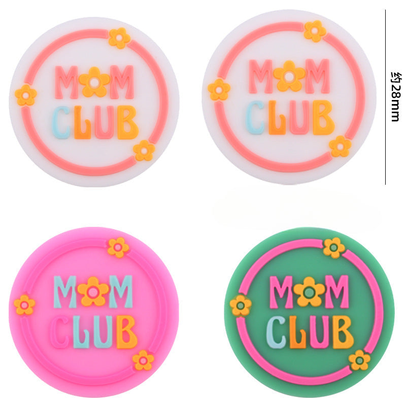 Wholesale 10pcs Cartoon Silicone MOM Round Beads ACC-BDS-GuangTian010