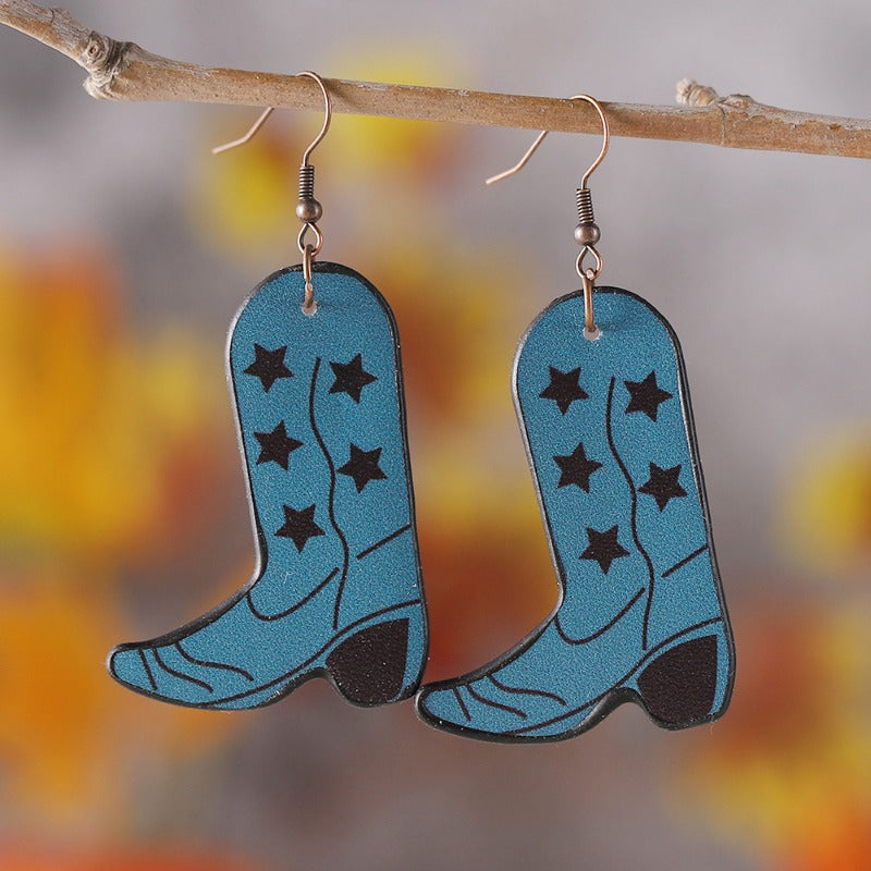 Wholesale Ethnic Style Western Cowboy Star Milk Pendant Earrings ACC-ES-ChuLian109